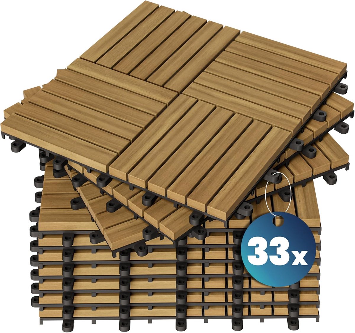 Houten Terrastegels - Hout Mozaïek - Buiten Vloer - Klik Systeem - 30x30 cm - Rode Koffie