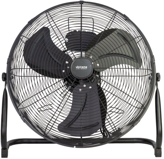 Vloerventilator 80W met 43 cm bladen, metalen beschermkap, oscillatie, kantelhoek en 3 snelheden, zwart