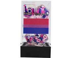 Foam Brain Games dobbelstenen Bisexual Flag RPG set - kleurrijk spelplezier.