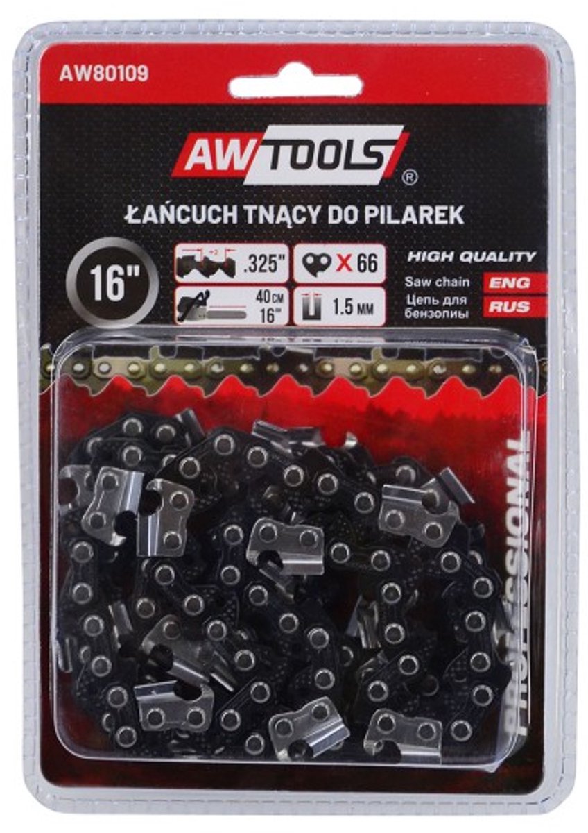 Awtools Black Line Serie - Zaagketting - 40 cm - 64 schakels - 3/8 inch
