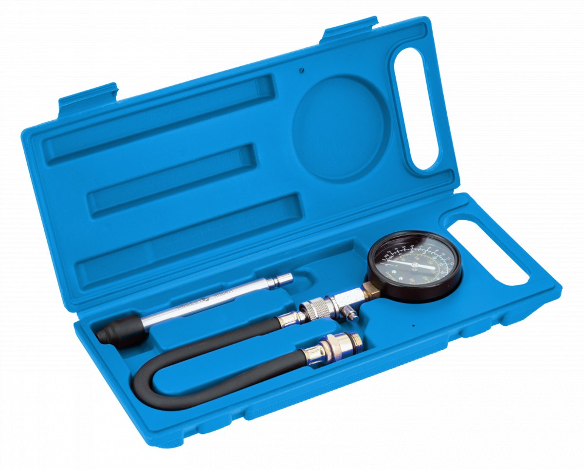Högert Technik HT8G411 - Compressiemeter - Benzinemotoren - Manometer tot 20 Bar - Adapter M14/M18