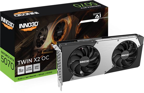 NVIDIA GeForce RTX 5070 12GB GDDR7 PCIe 5.0 videokaart met HDMI 2.1, DisplayPort 2.1, hoge kloksnelheid, INNO3D
