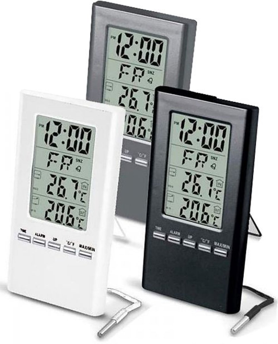 Terdens - Elektronische Thermometer - Binnen en Buiten - LCD Display - Zwart