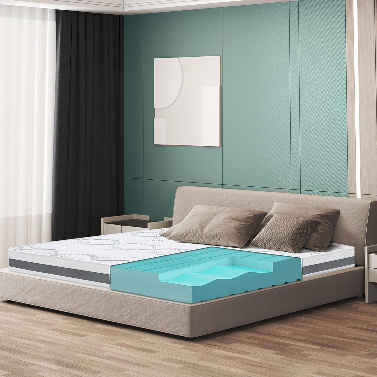 Matras twijfelaar - Schuimmatras comfort - Goede nachtrust - Hypoallergeen ademend - 125 x 190 x 16 - Wit Grijs