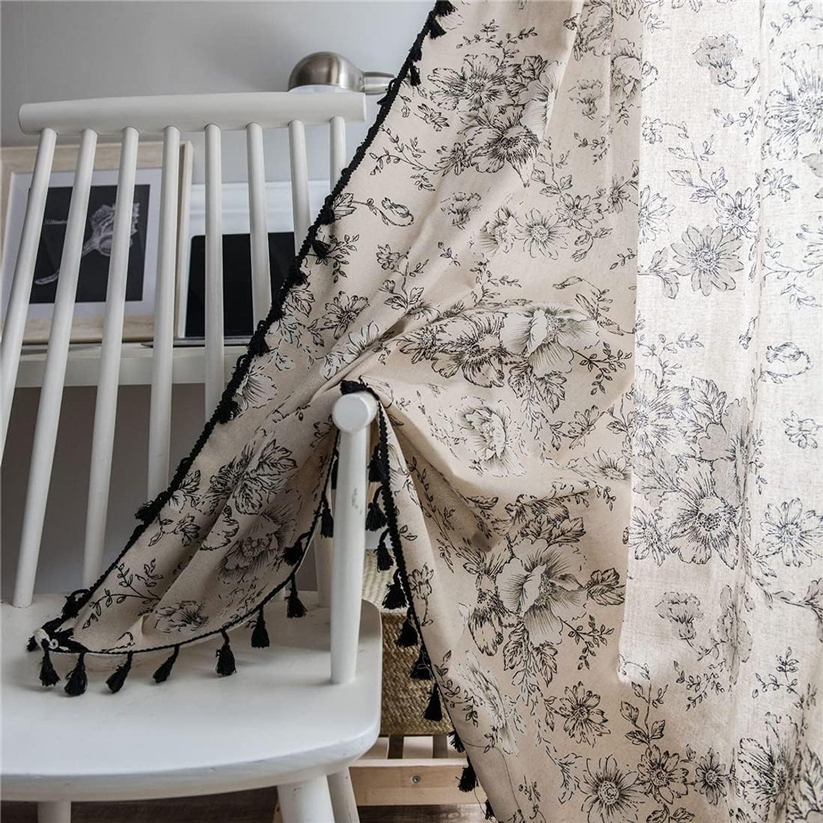 Vintage Bohemian Semi-Verduisteringsgordijn 1 Stuk 150×240cm – Katoen Linnen – Met Ringen – Patroon F – Woonkamer Slaapkamer Decoratief-Belle's product
