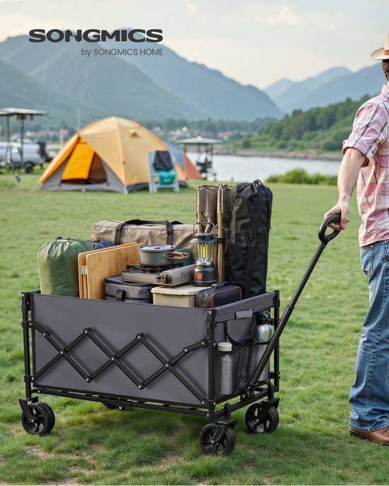 SONGMICS GFW150GD01 - Opvouwbare Bolderkar - Met Trekstang en 4 Versterkte Wielen - Draagvermogen 120 kg - Voor Outdoor en Tuin van Songmics — afbeelding 4