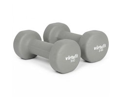 VirtuFit Vinyl Dumbbell Pro Set - 2x 3 kg - Grijs - Gewichten - Dumbbell - Duurzaam Materiaal - Krachttraining - Geschikt voor Zumba, Aerobics en Body Toning