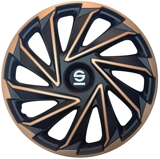 Sparco Enjoliveurs Varese 15 pouces Acier Inoxydable Noir / Or Ensemble De 4