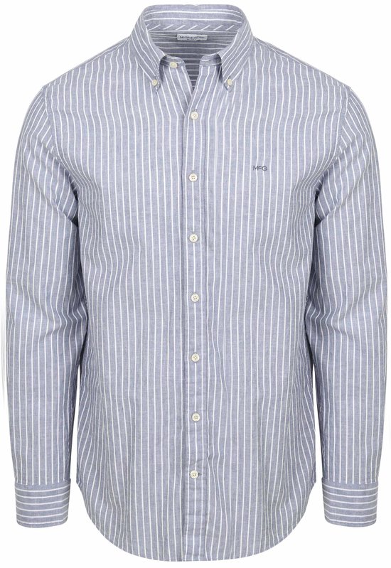 McGregor Overhemd Cotton Linen Strepen Indigo - Maat M - Heren