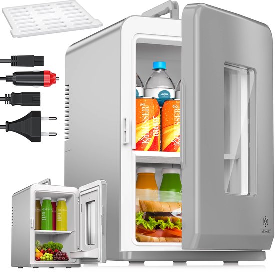 KESSER Mini Koelkast 15L Draagbaar 12V/220V Koel- en Verwarmingsfunctie Koelbox Auto Camping Office