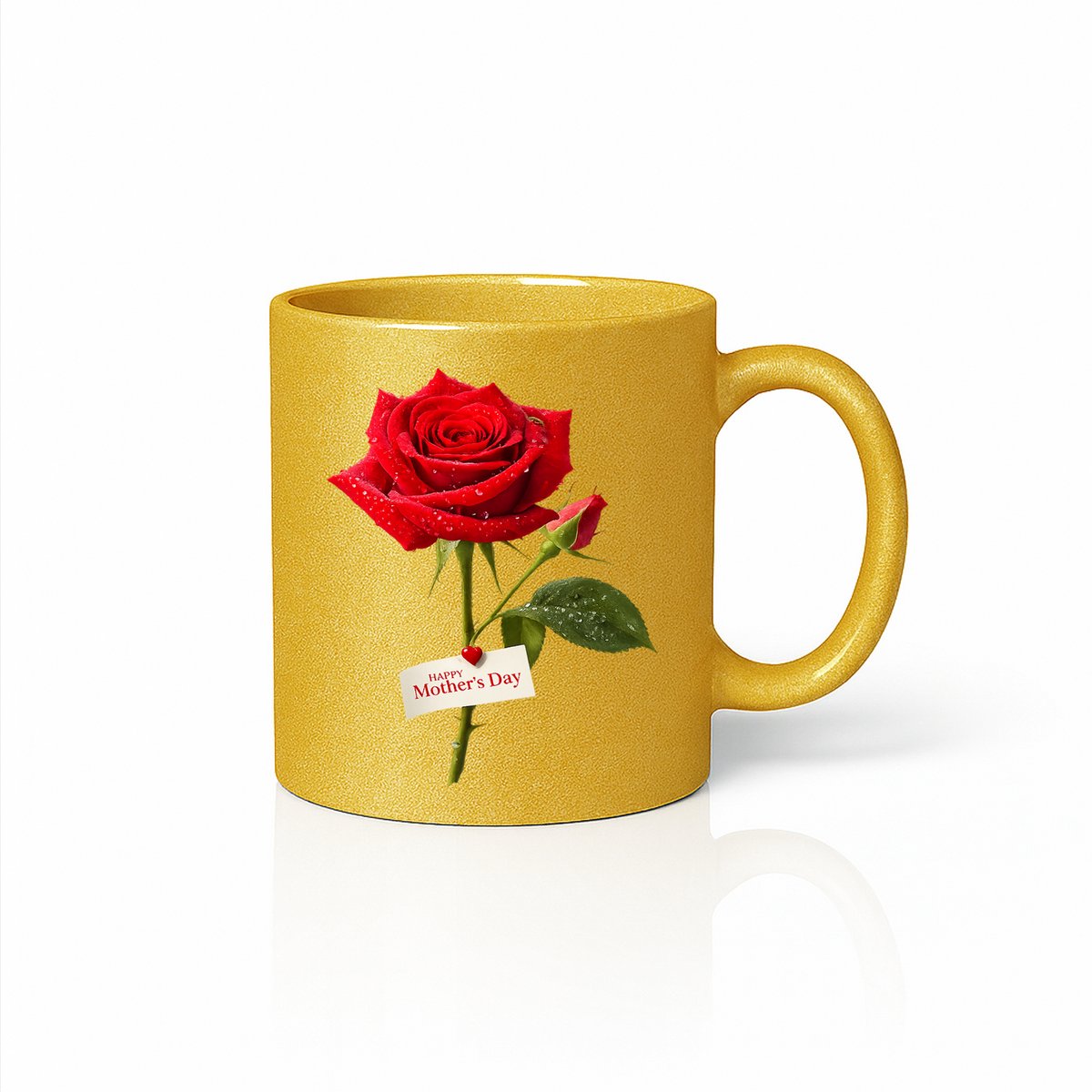 Moederdag Roos Mok 330ml – Rode Roos Design Koffiemok – Cadeau voor Mama – Goud Keramisch