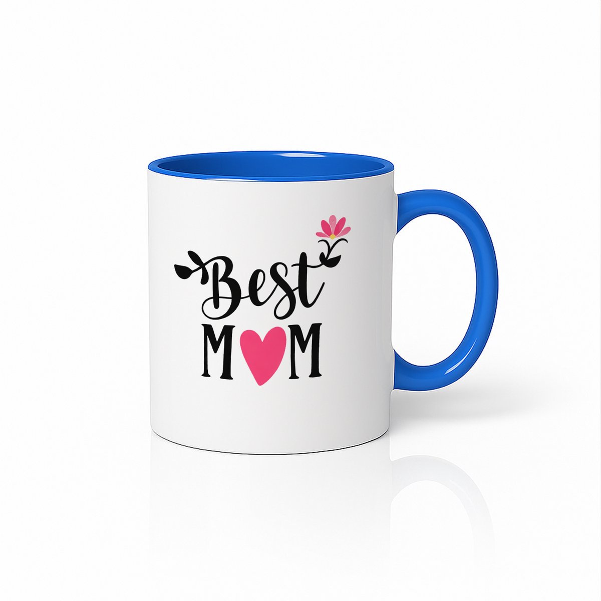 Best Mom Ever Mok - Tweekleurig Blauw Wit - Decoratief Moederdag Geschenk - Theebeker