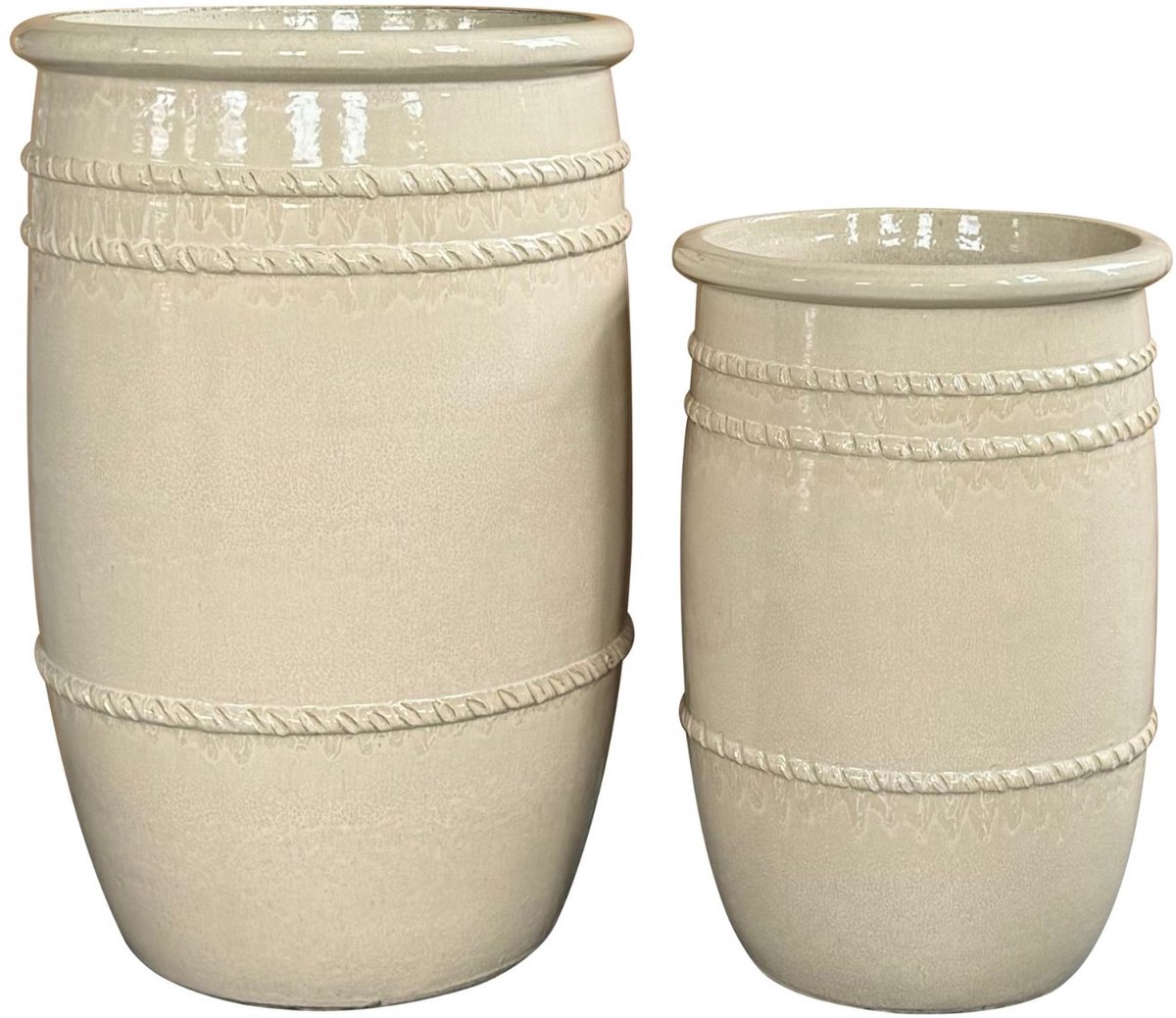 PTMD Lilliah Cream Ceramic Pot High Set Of 2