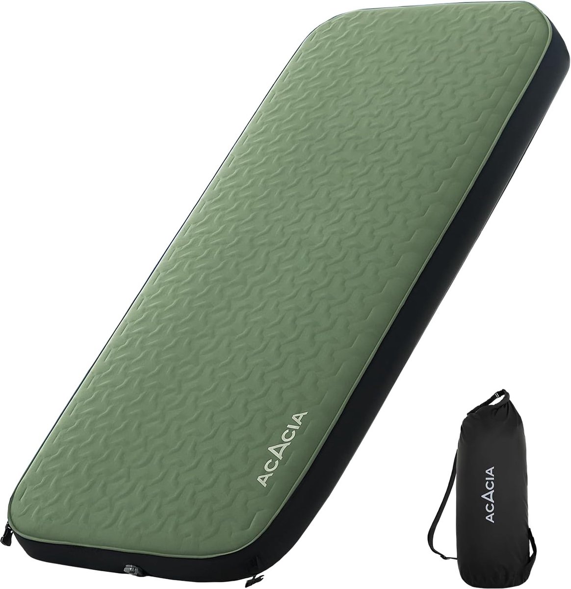 Zelfopblazend Slaapkussen - Campingmatras Slaapmat - Kamperen Roadtrip - Y-vormige Schuimstructuur - 201x71x11 cm - Groen