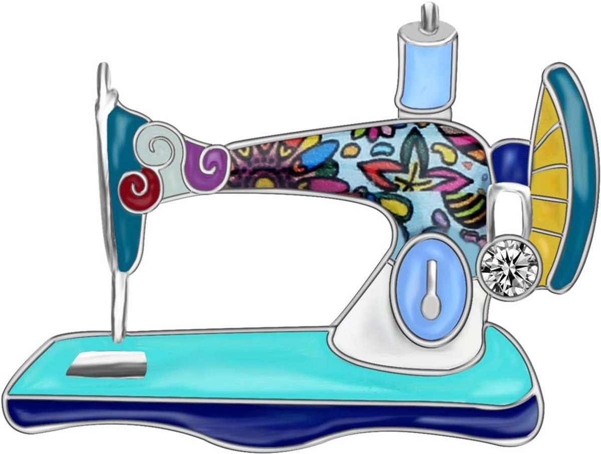 Naaimachine Broche - Kleding Sieraden - Accessoire Versiering - Verfijnd Emaille - 3.1 x 3.2 cm