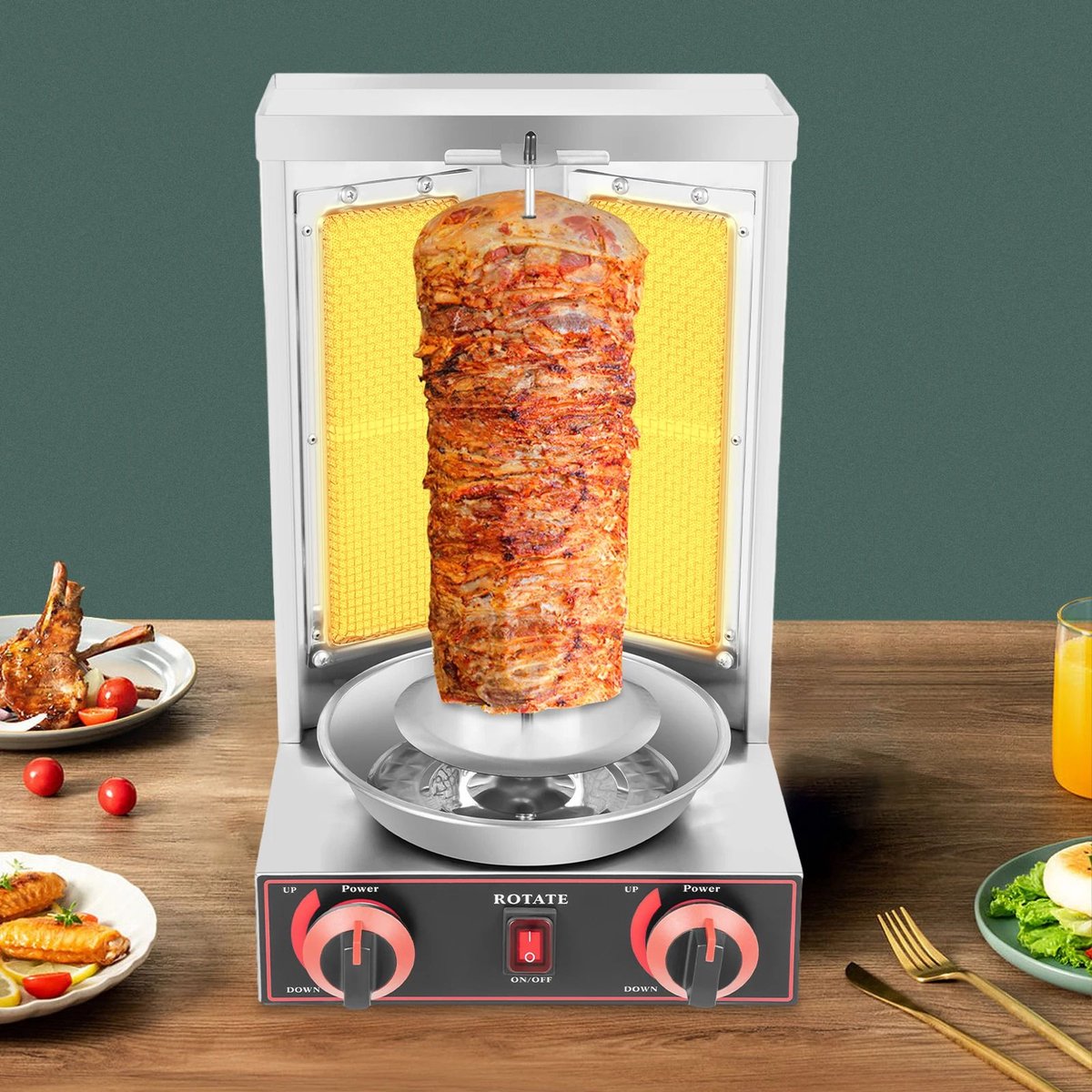 LeeuwenChoice® Verticale Shoarmarol Machine - Doner Kebab Grill - Ronddraaiend Met Brander