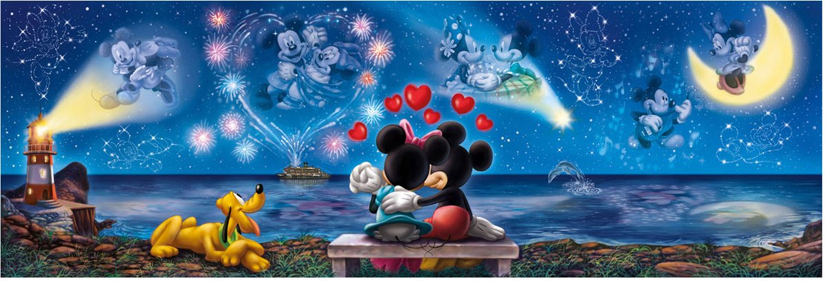 Clementoni - Panorama High Quality Collection puzzel - Mickey&Minnie - 1000 stukjes - Disney