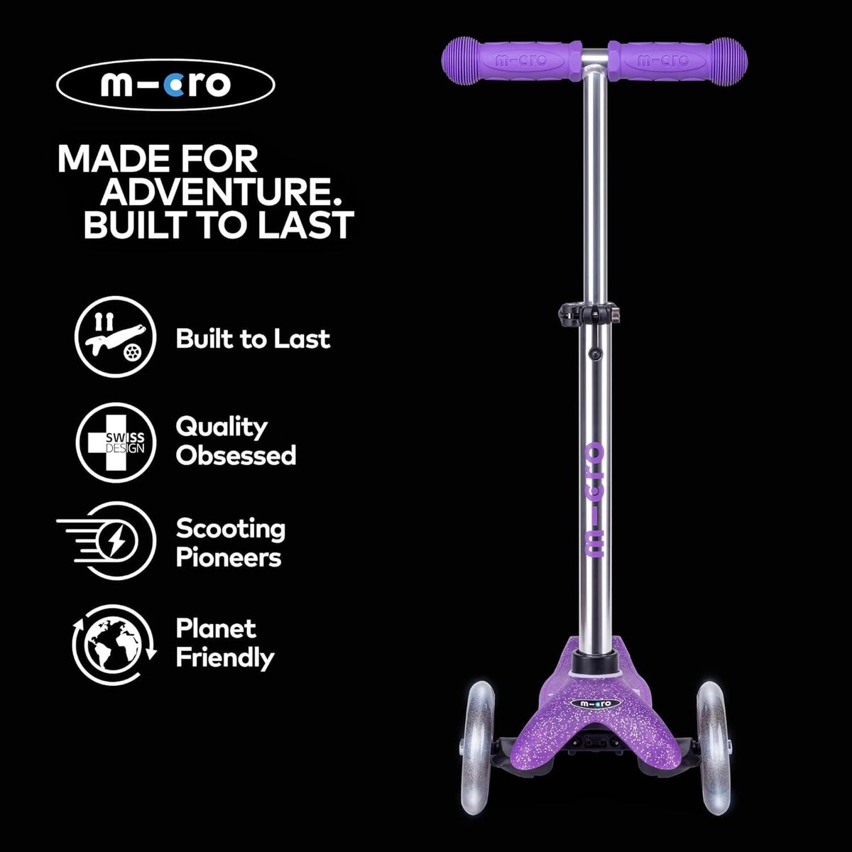 Micro Mini Micro | step / scooter in de kleur paars voor kinderen van 2 tot 6 jaar | max 50 kg thumbnail 3
