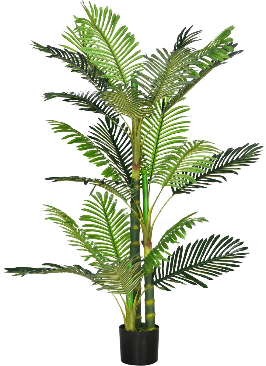 HOMCOM - Kunstplant - met Plantenbak - Palmboom - Kunststof - Groen - 830-697V00