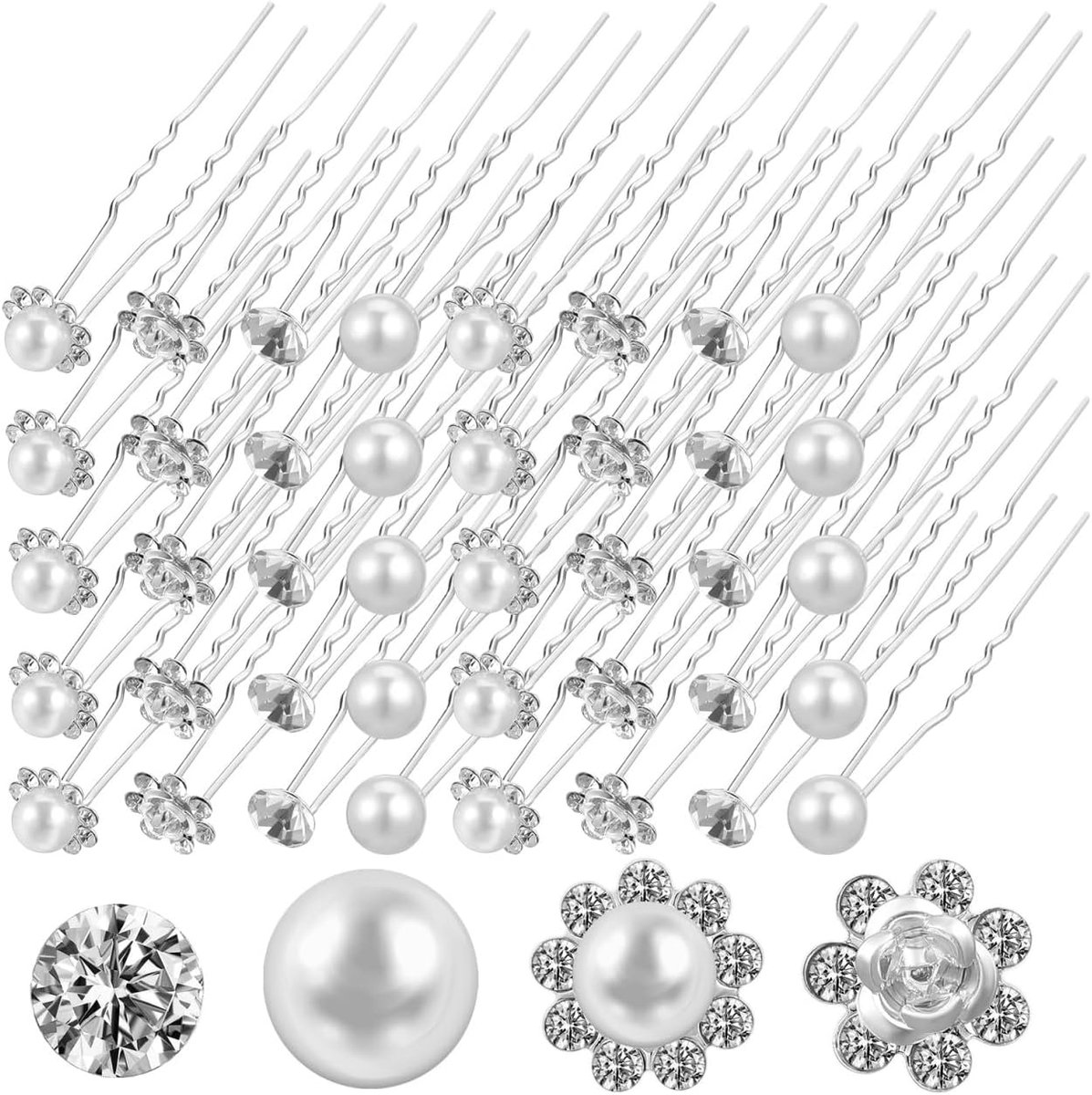 Haarspelden Set - Bruiloft Accessoires - Bruids Kapsels - 40 Stuks - 7.3 cm - Zilver