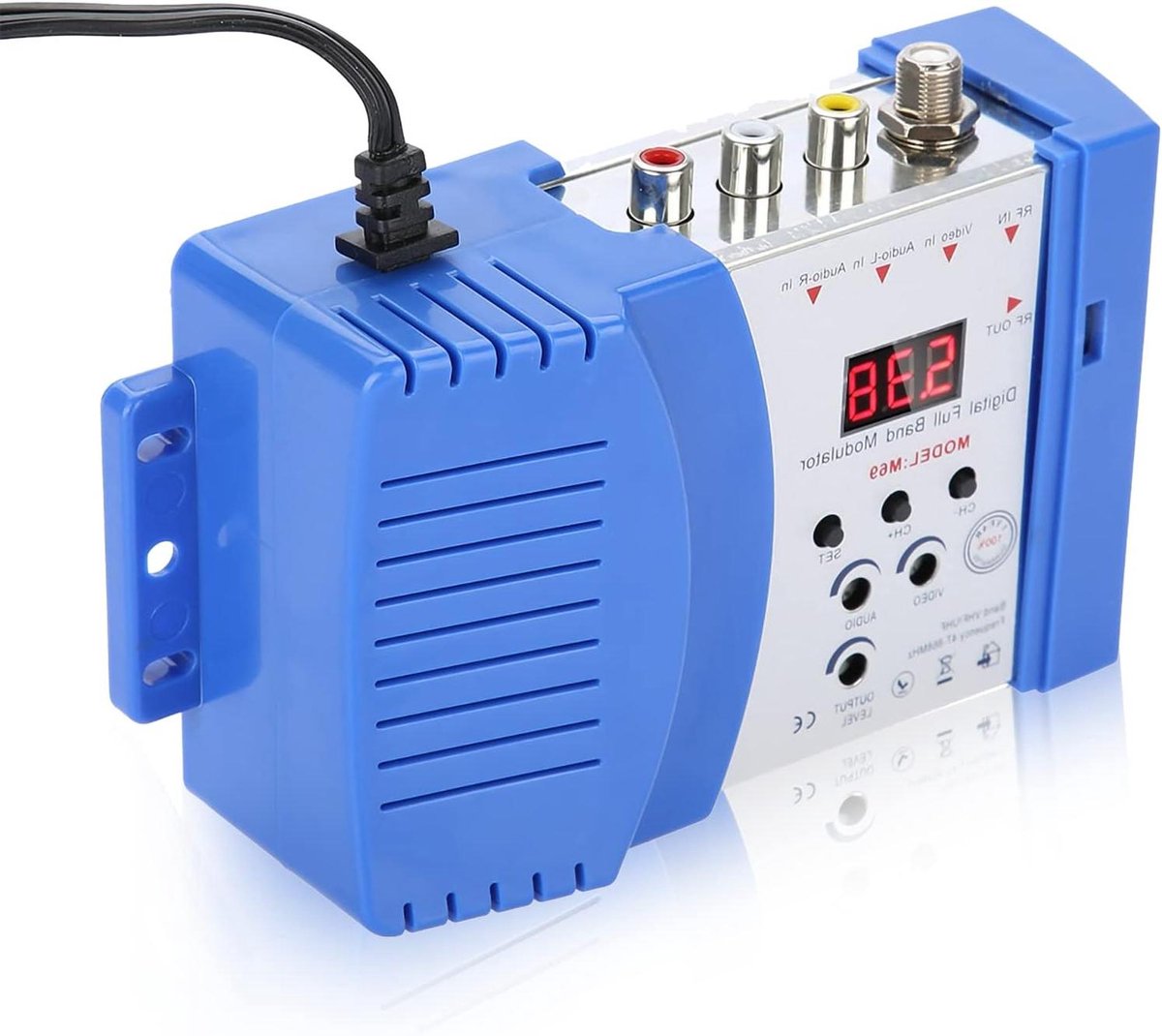 Digitale Modulator - AV RF Converter - TV Signaal Omzetten - Stabiel Beeld - 16 x 9.5 cm - Blauw