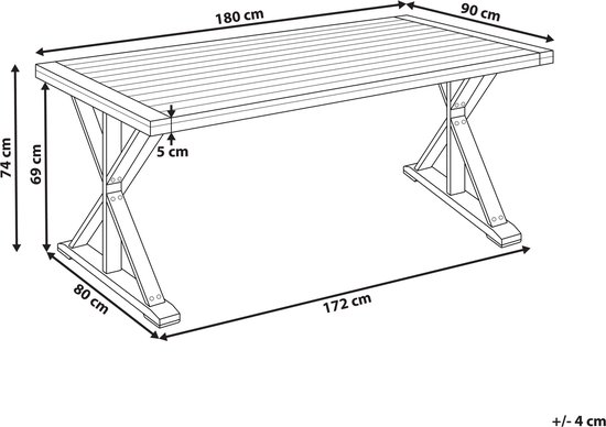 BELIANI CALABRITTO - Table de jardin - Marron - Bois d'acacia