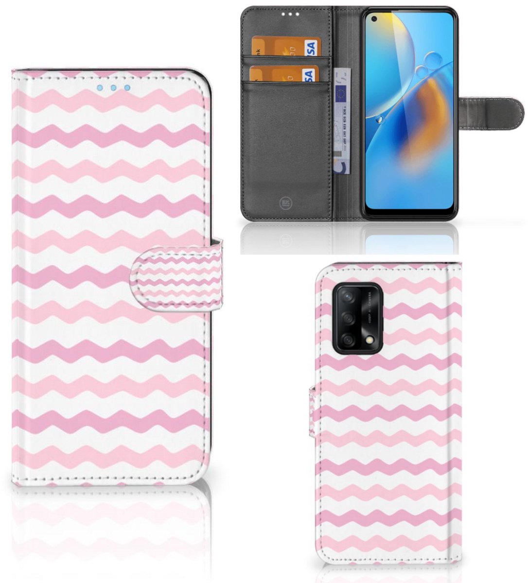 OPPO A74 4G Telefoon Hoesje Waves Roze