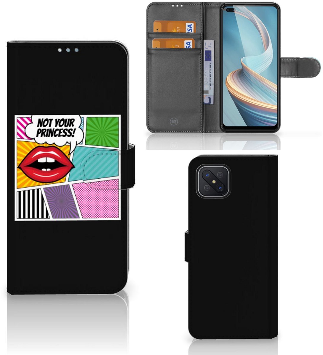 OPPO Reno4 Z Wallet Case met Pasjes Popart Princess