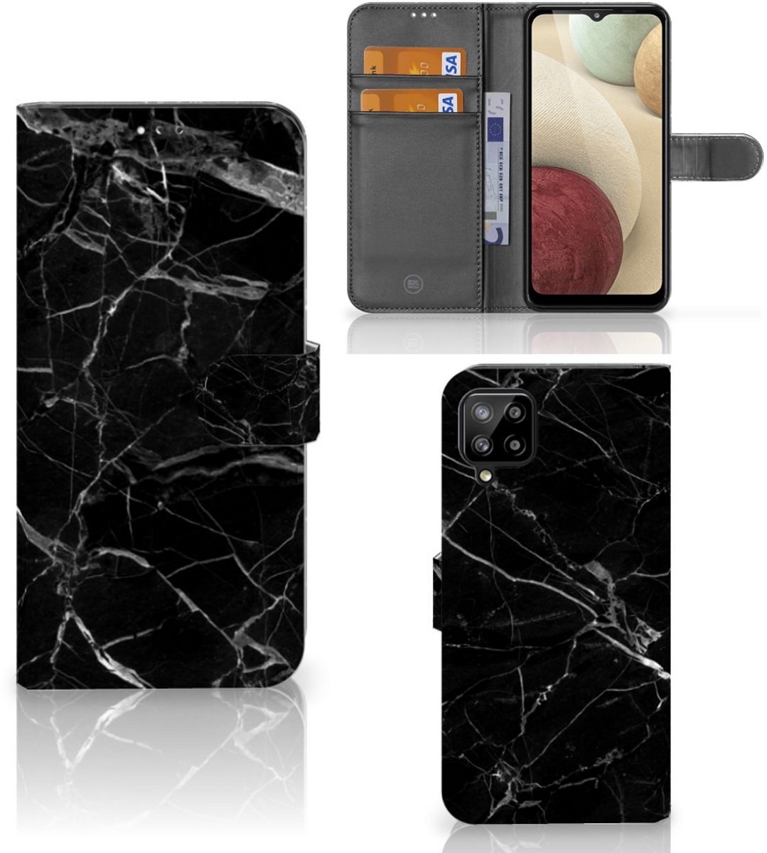 Samsung Galaxy A12 Bookcase Marmer Zwart - Origineel Cadeau Vader