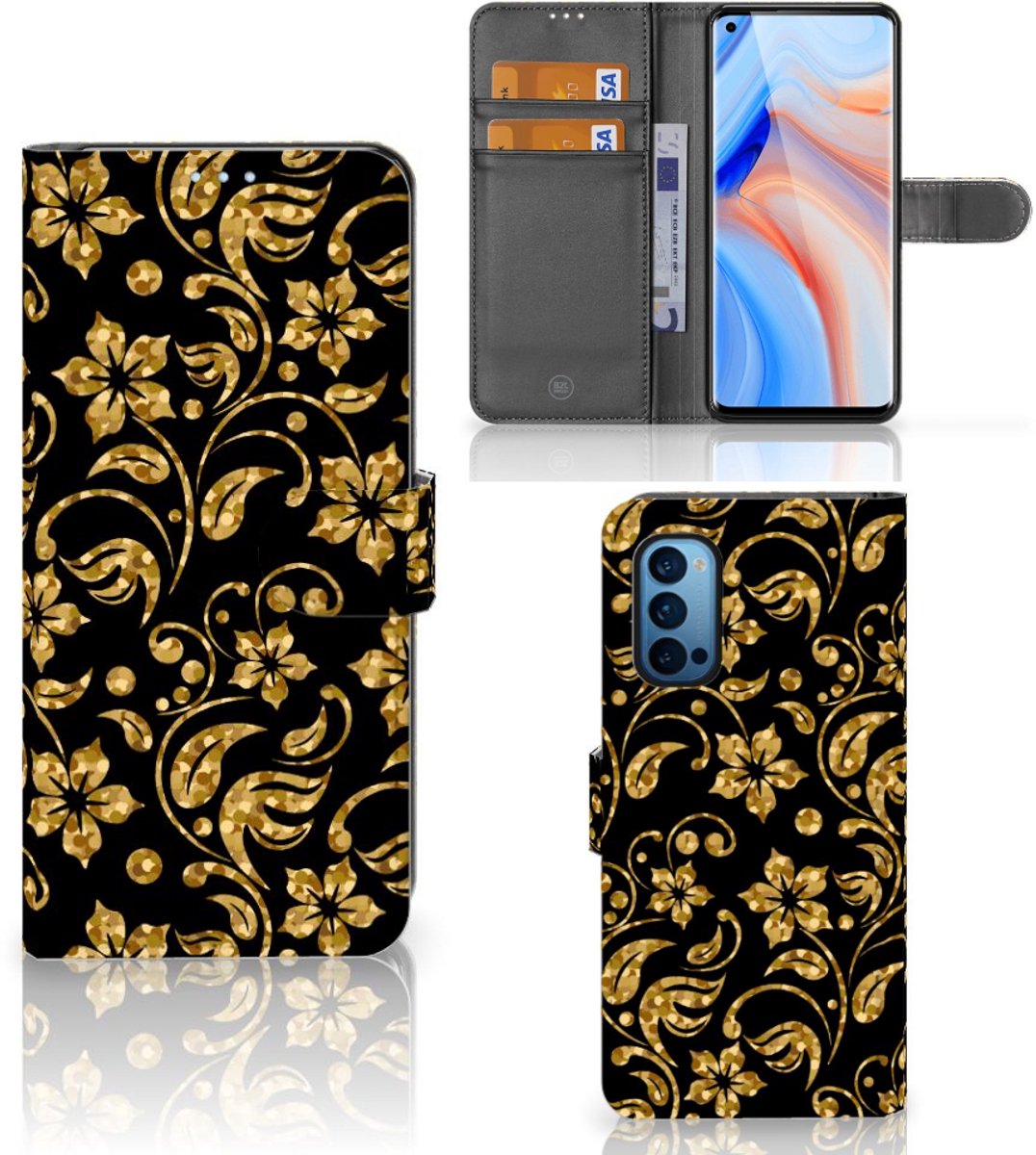 OPPO Reno 4 Pro 5G Hoesje Gouden Bloemen
