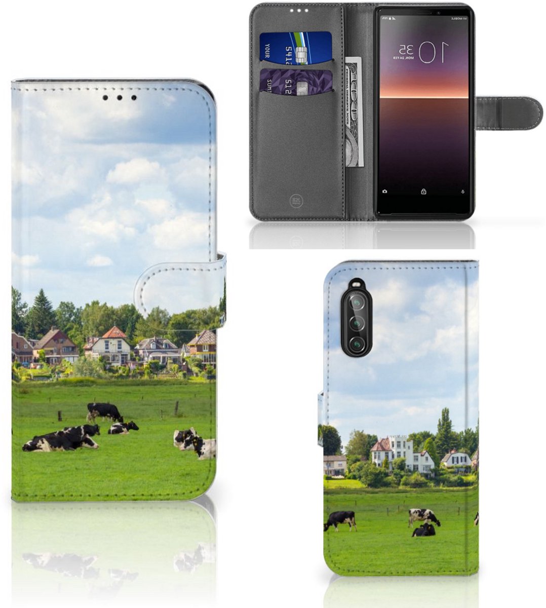 Sony Xperia 10 II Telefoonhoesje met Pasjes Koeien