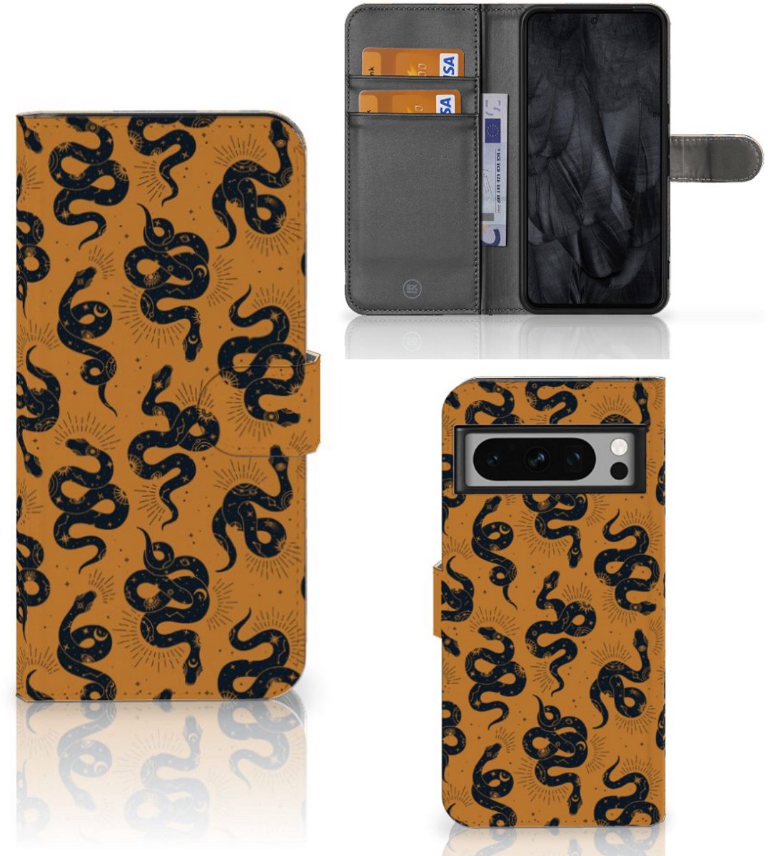 Telefoonhoesje met Pasjes voor Google Pixel 8 Pro Snakes