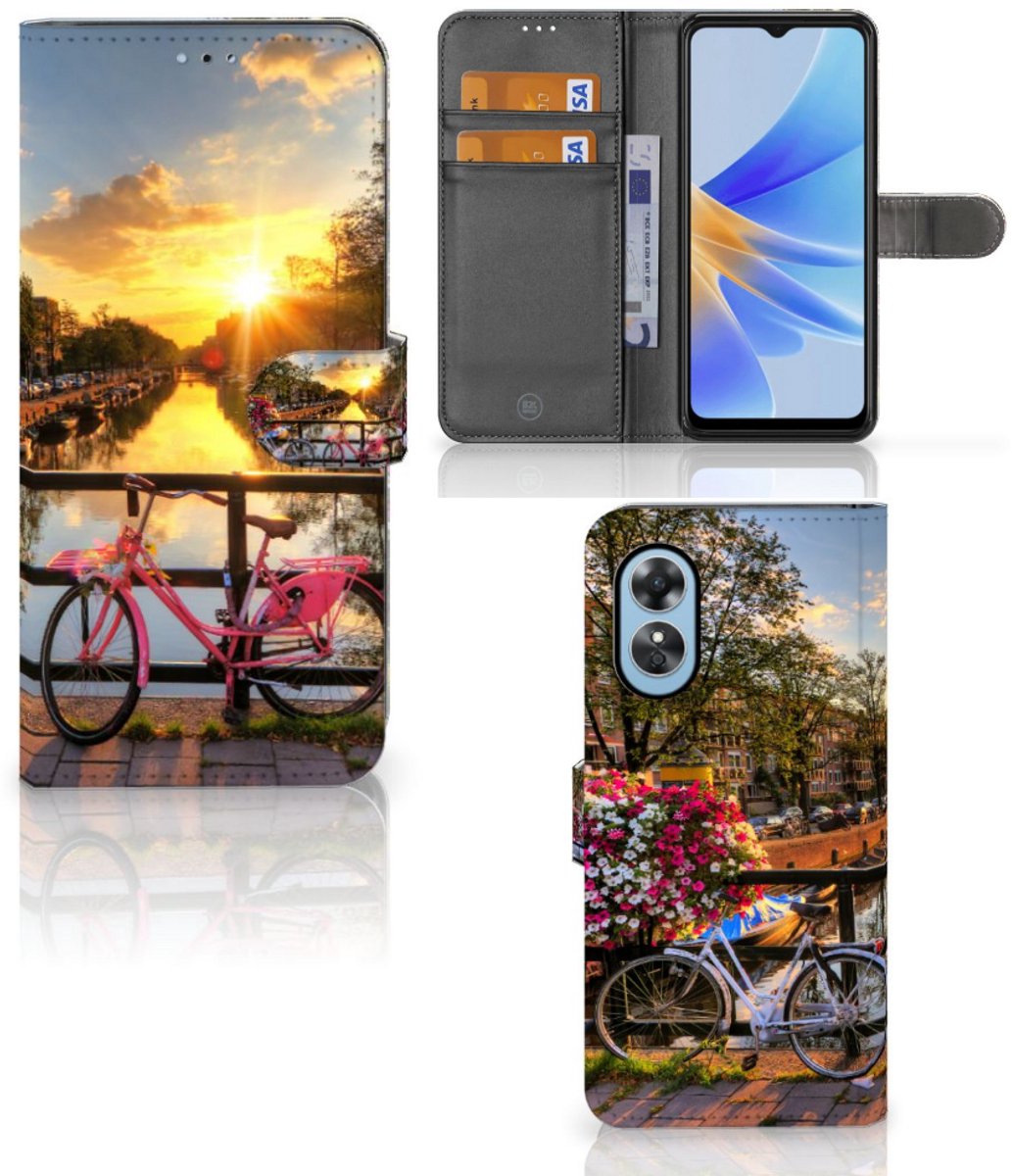 Boekhoesje voor OPPO A17 Flip Cover Amsterdamse Grachten