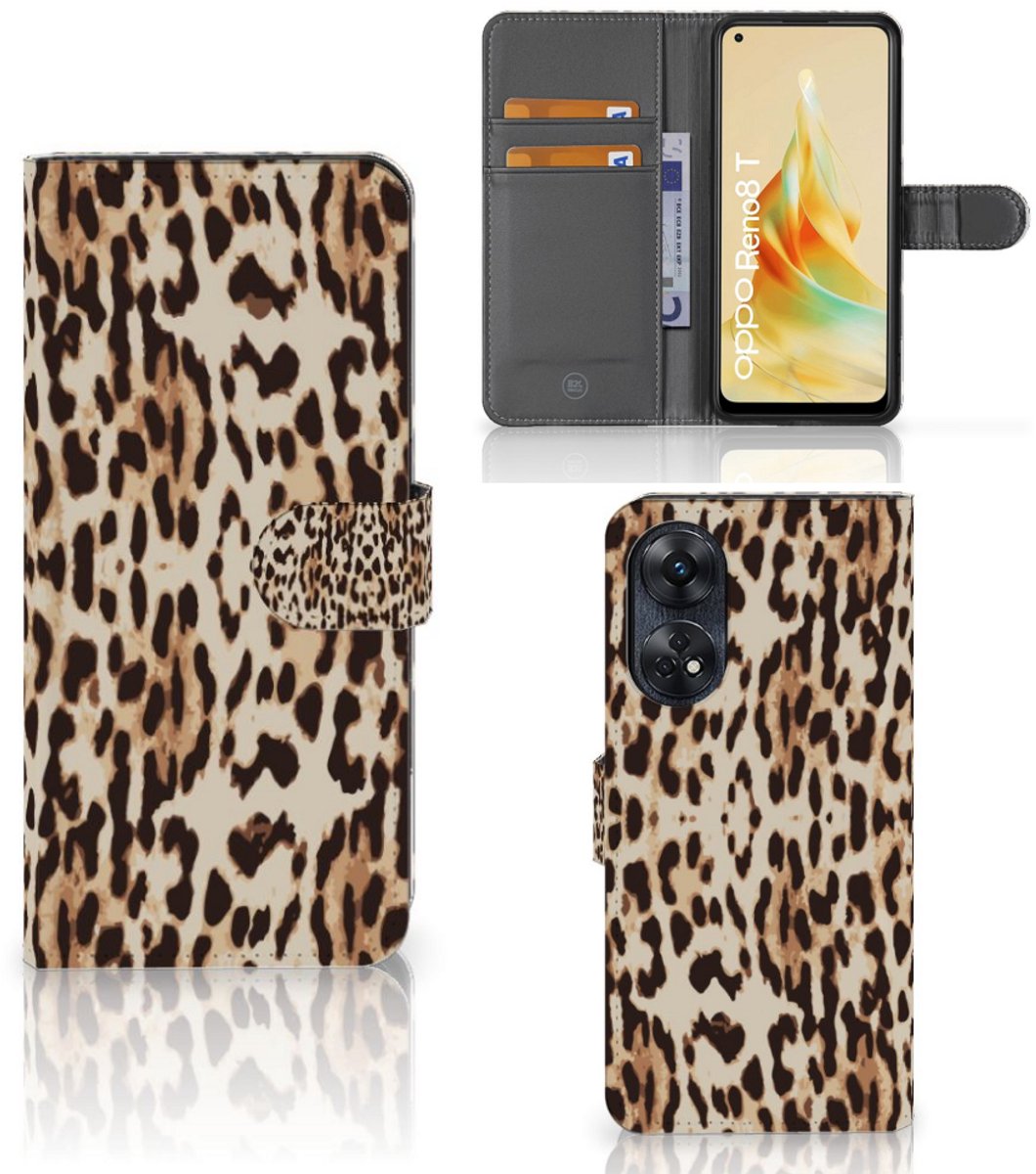 OPPO Reno8 T 4G Telefoonhoesje met Pasjes Leopard