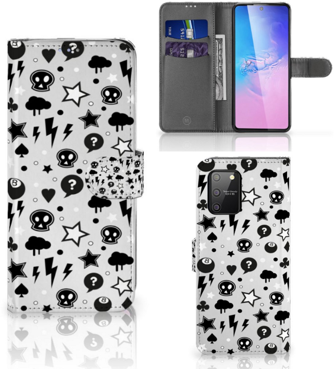 Book Case voor Telefoonhoesje met Naam Samsung S10 Lite Silver Punk