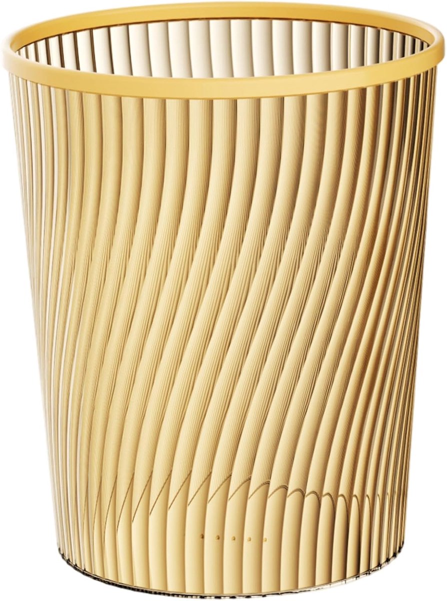 Gouden Vuilnisbak - Kleine Prullenbak - Kantoor Woonkamer - Met Klemring - 21 cm Hoog - Goud