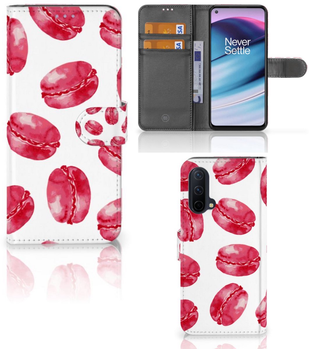 OnePlus Nord CE 5G Book Cover Pink Macarons