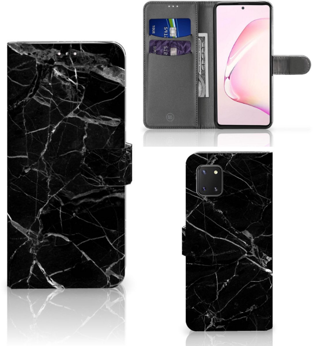 Samsung Note 10 Lite Bookcase Marmer Zwart - Origineel Cadeau Vader