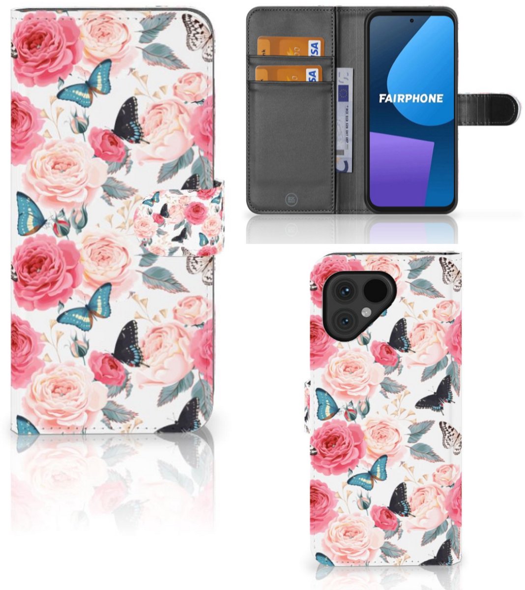 Fairphone 5 Hoesje Butterfly Roses