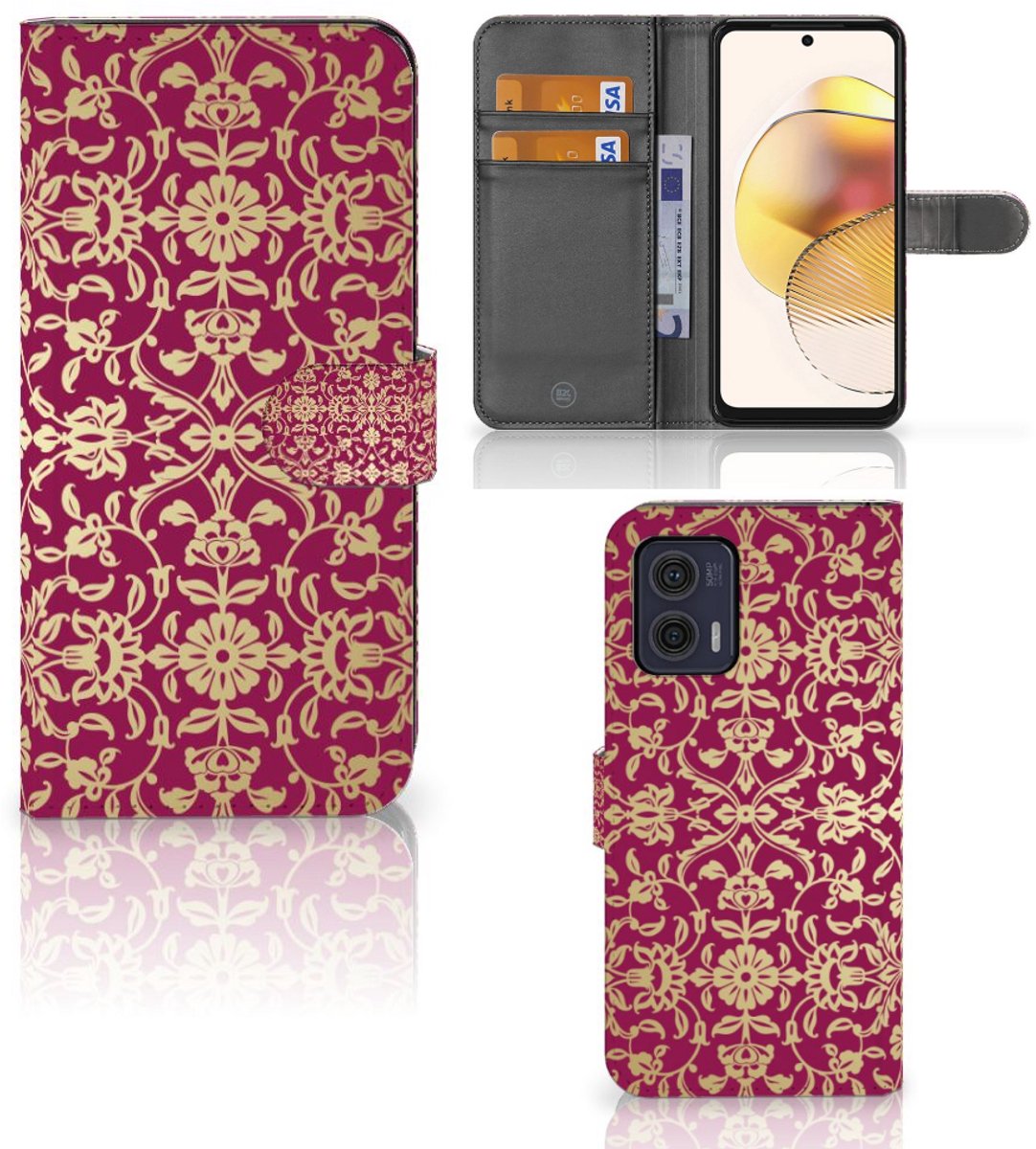 Wallet Case Motorola Moto G73 Barok Pink