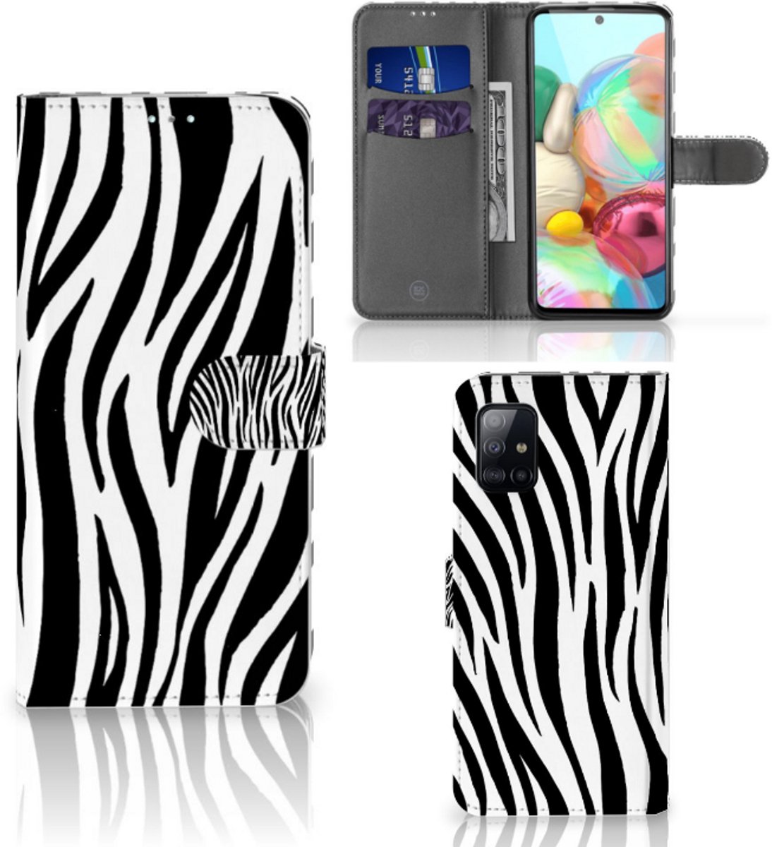 Samsung Galaxy A71 Telefoonhoesje met Pasjes Zebra