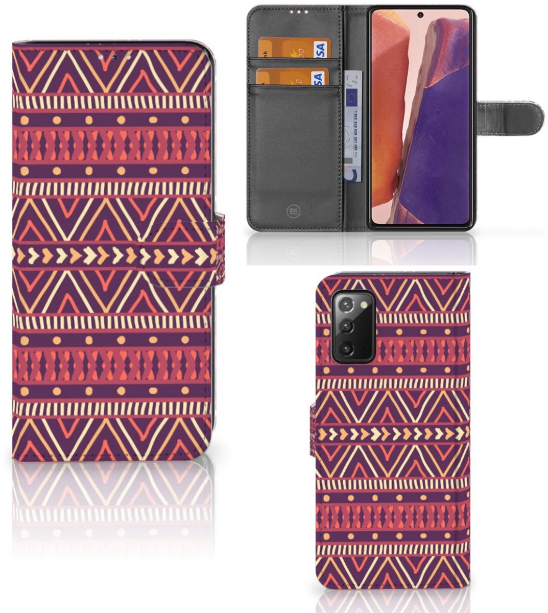 Samsung Galaxy Note 20 Telefoon Hoesje Aztec Paars