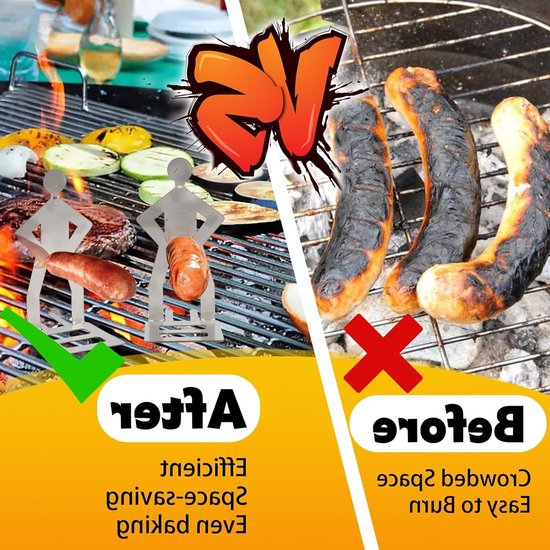 Leuke RVS Barbecue Worst Rekken - Grappige BBQ Vork voor Kamperen, Buiten Picknicks en Tuinfeesten, Perfecte Cadeaus voor Mannen — afbeelding 2