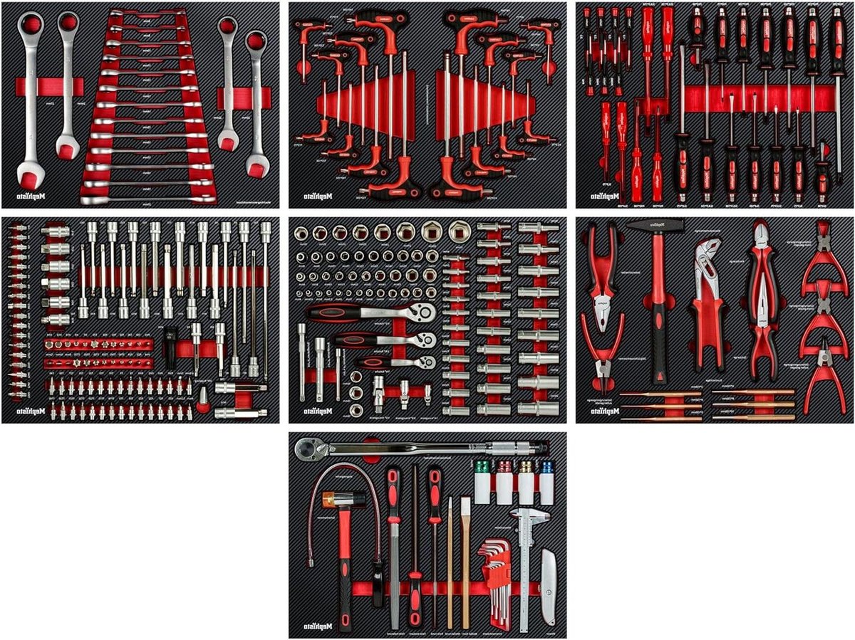 Gereedschapsinleg 282 delen - Gereedschapset Schuim - Auto reparatie - Carbon look schuim - 39 x 52 x 3 cm