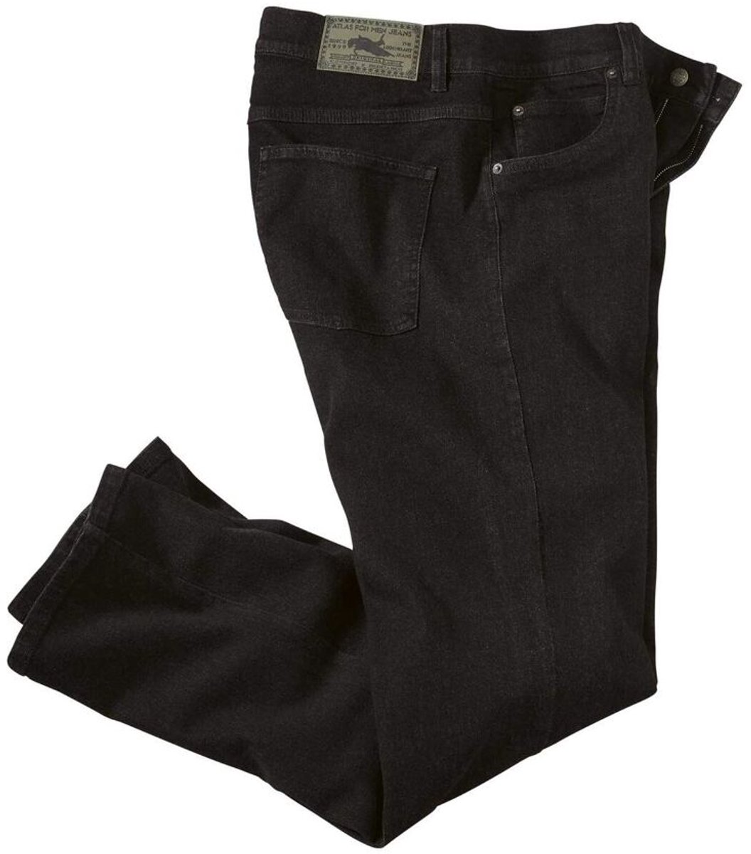 ATLAS FOR MEN - Zwarte stretch regular jeans - Heren - Verkrijgbaar in grote maten - W28