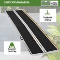 Aluminium oprit met zwart antislipoppervlak, met aanduiding "Tragkraft 272 kg" en "Gewicht 30,25 kg".
