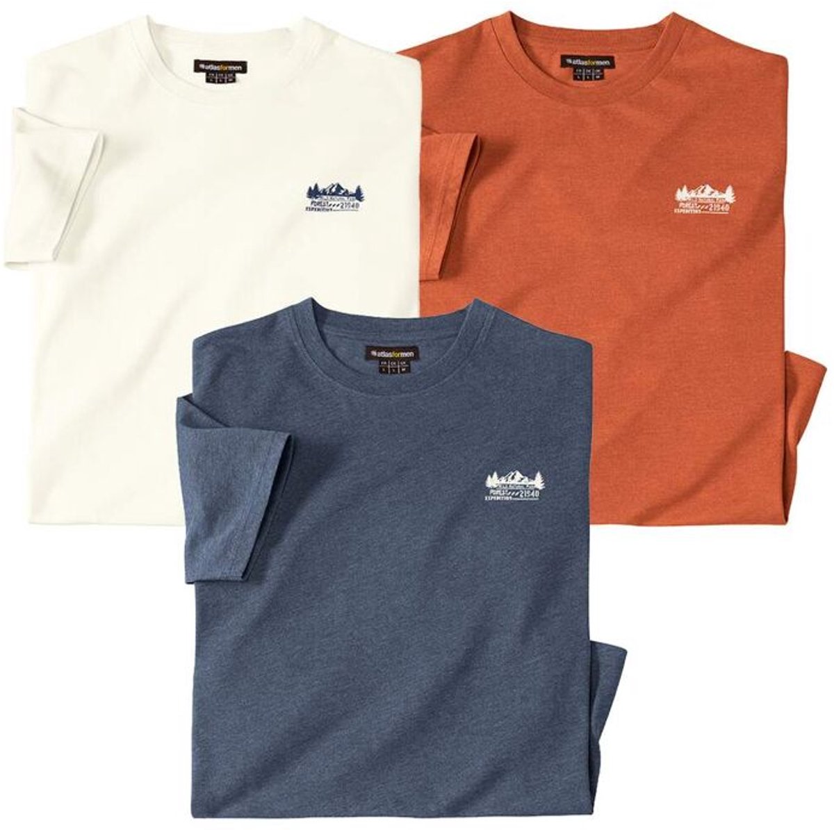 ATLAS FOR MEN - Set van 3 T-shirts Forest Expedition - Heren - Verkrijgbaar in grote maten - XL