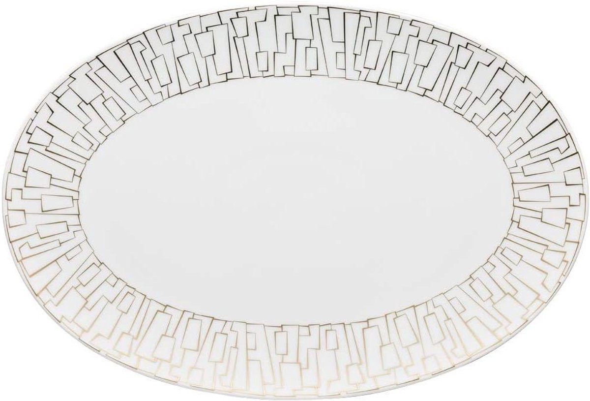 Serveerschaal Rond - Dienblad Goud - Eten Presenteren - Gouden Mozaïek Patroon - 34 cm - Goud