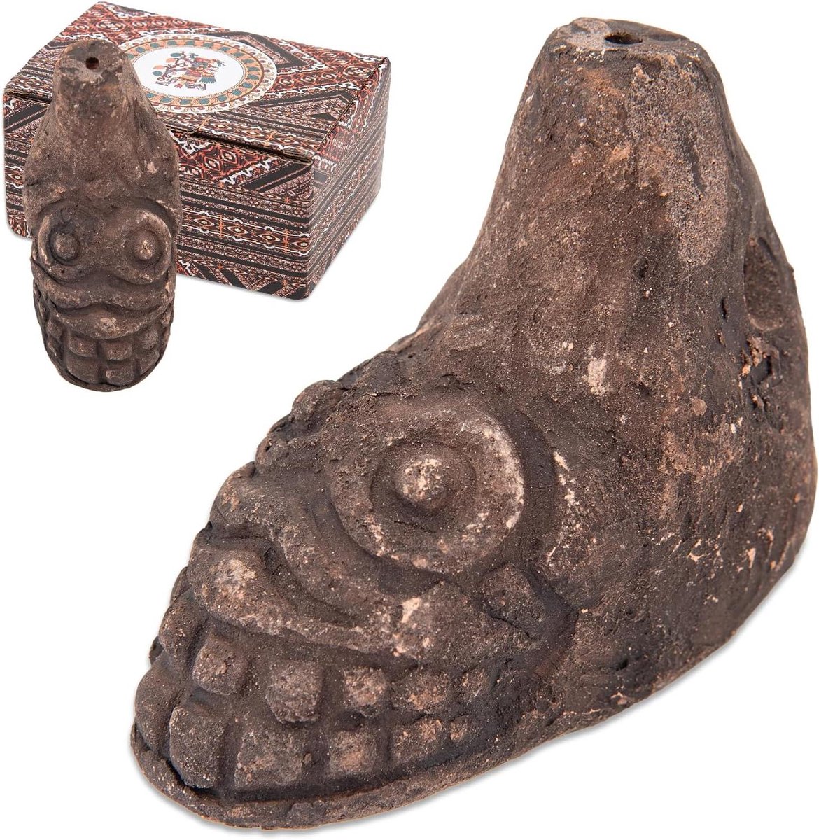 Azteekse Doodsfluitje - Huiveringwekkend Fluitje - Halloween Geluiden Creëren - 125+ Decibel Schreeuw - 150 g - Terracotta