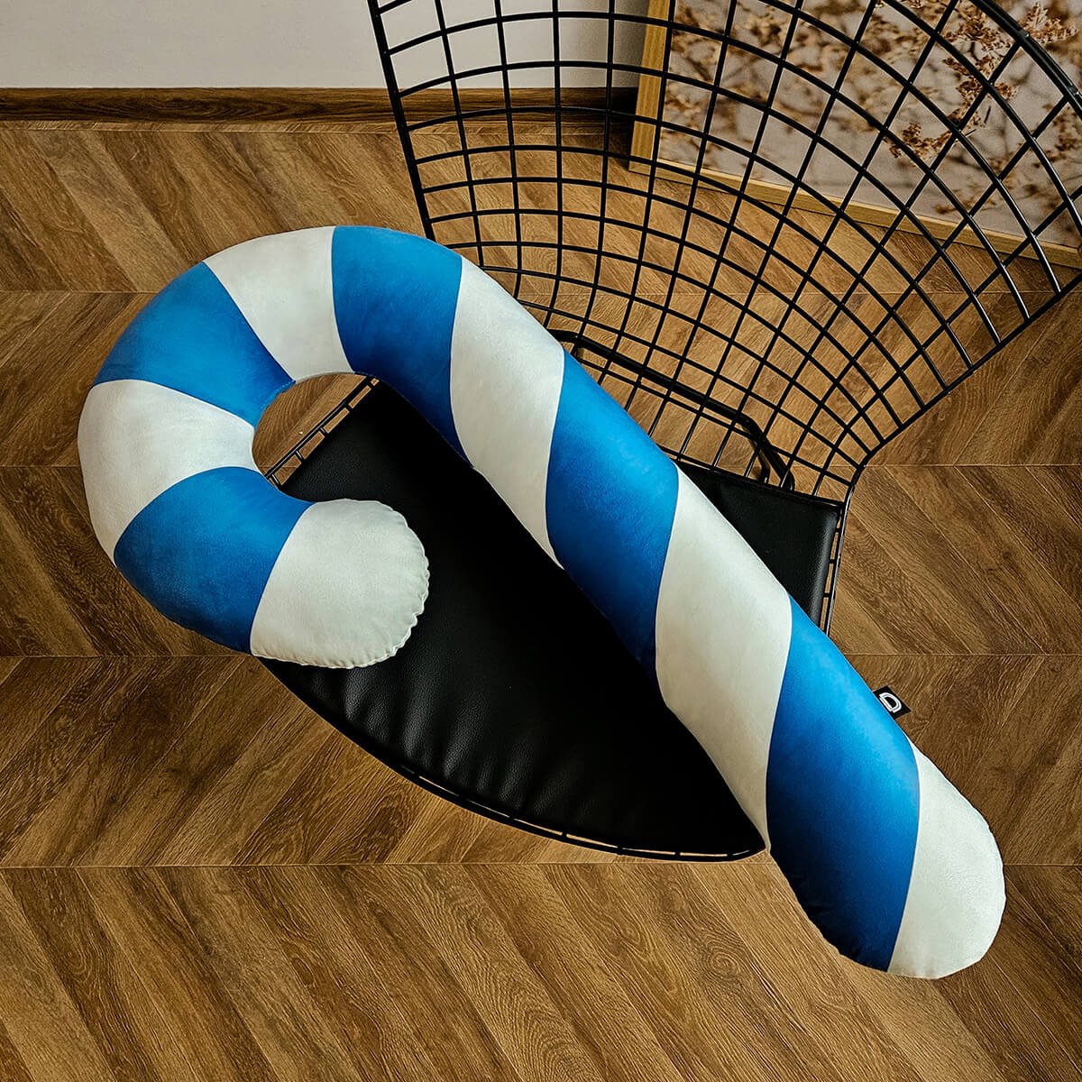Decordruk XMAS Serie - Sierkussen - Blauwe Suikerstok - XXL